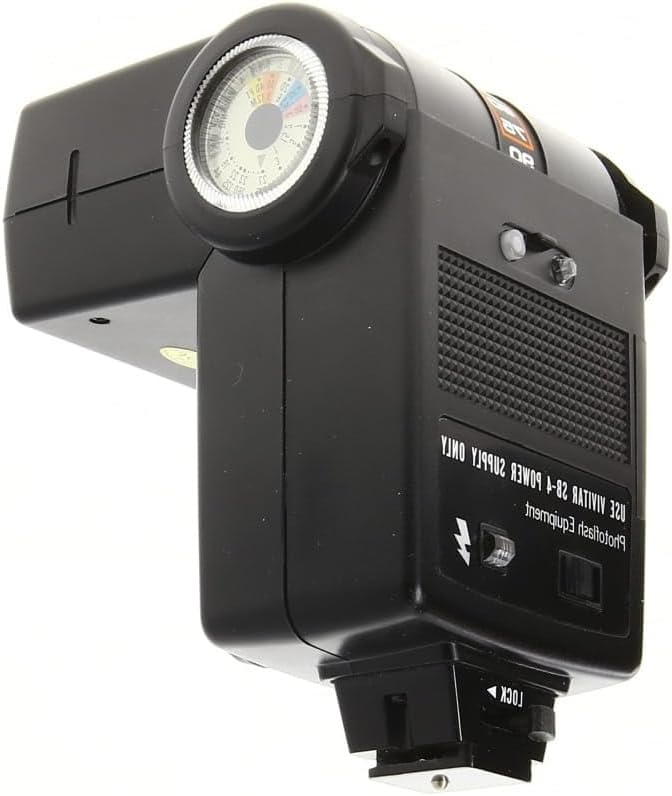 Vivitar 283 Electronic Flash, back view showing battery compartment area