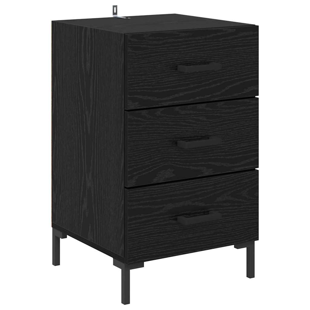 Table de chevet rustique noire effet chêne au design minimaliste pour suite parentale