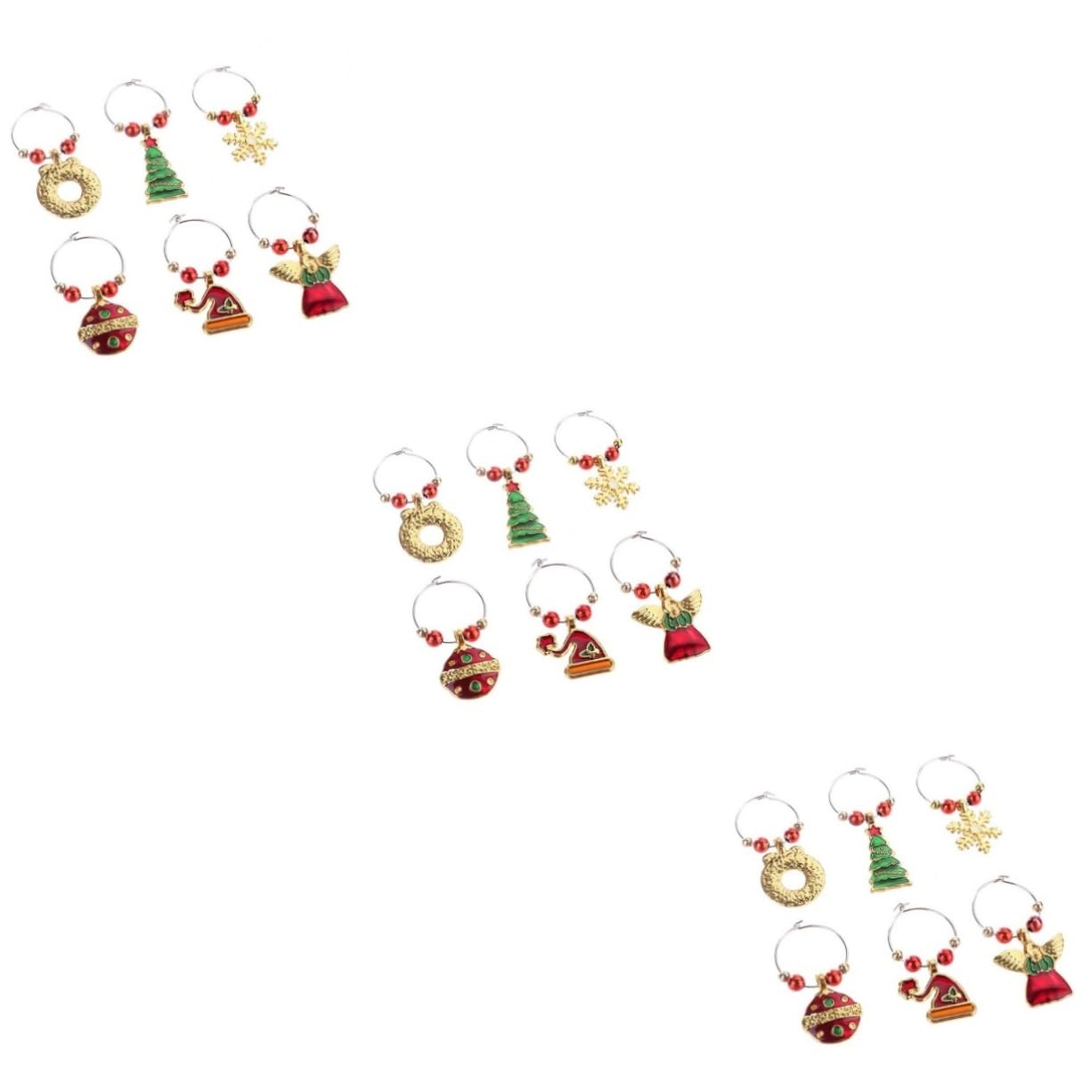 Marqueurs de boissons Noël Ciieeo | 18 étiquettes en silicone pour verres et cocktails