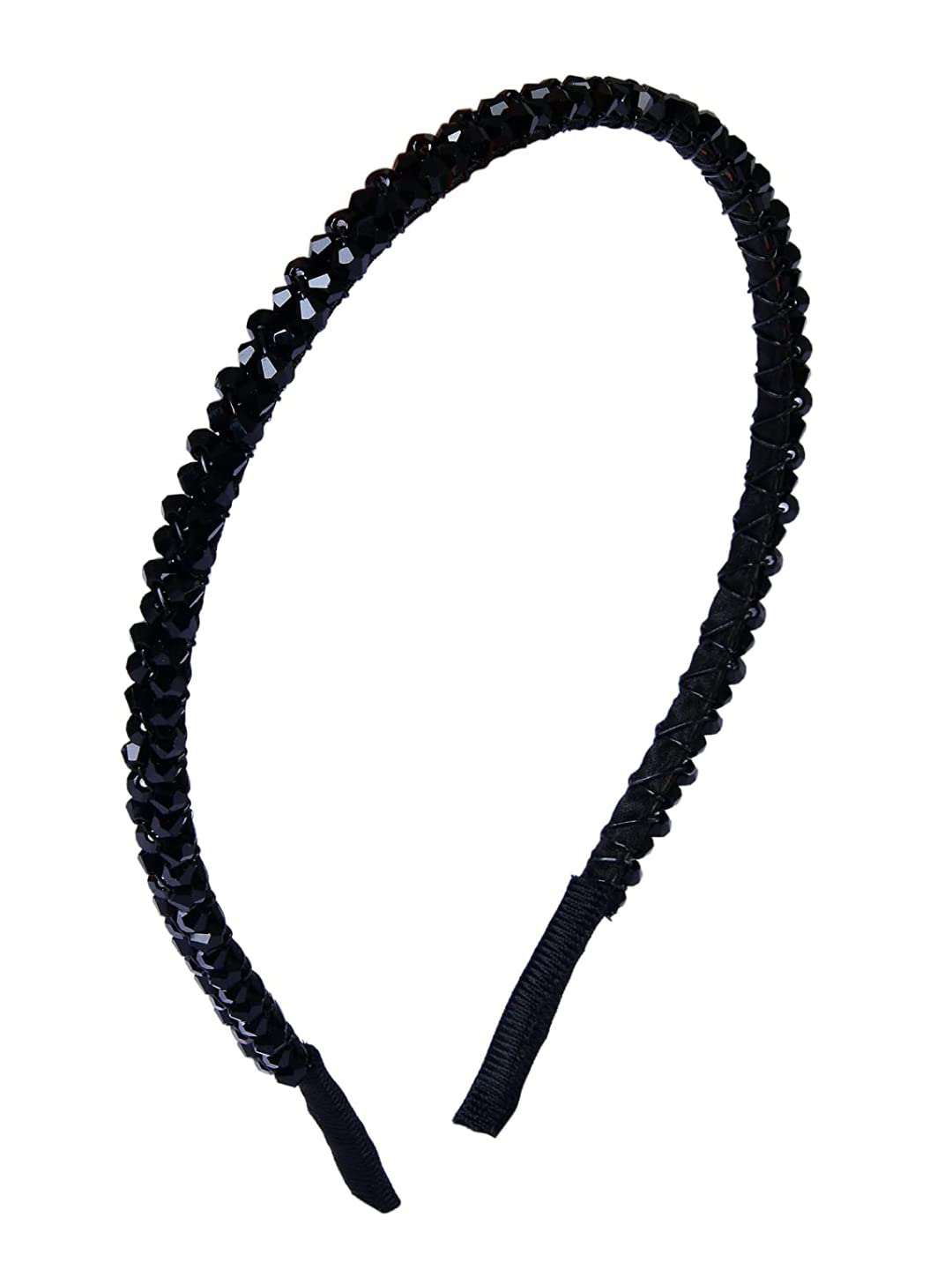 fabula Jewellery Silver Shimmer Crystal Studded Fashion Party Thin Hair Band Head Band for Women & Girls Stylish Latest (HRO11_AFR3)-picture-39