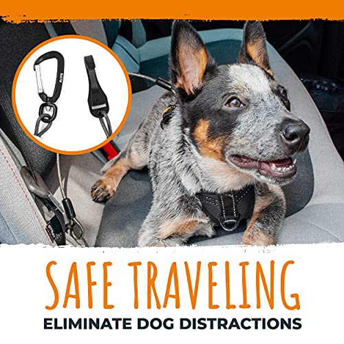 Mighty Paw Dog Seat Belt - Chew Proof Metal Pet Safety Belt, Steel Braided Vehicle Restraint, No Chew Tether Seatbelt With Rock Climbers Carabiner (Black, 60Cm) #TOP6
