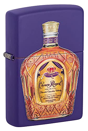 Zippo Crown Royal Texture Print Purple Matte Pocket Lighter And Pouch Gift Set #TOP4