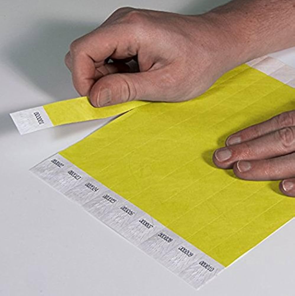 Decowall - Tyvek Paper Wristband for Events, Concerts, Parties (Yellow) Color (Pack of 100) 1