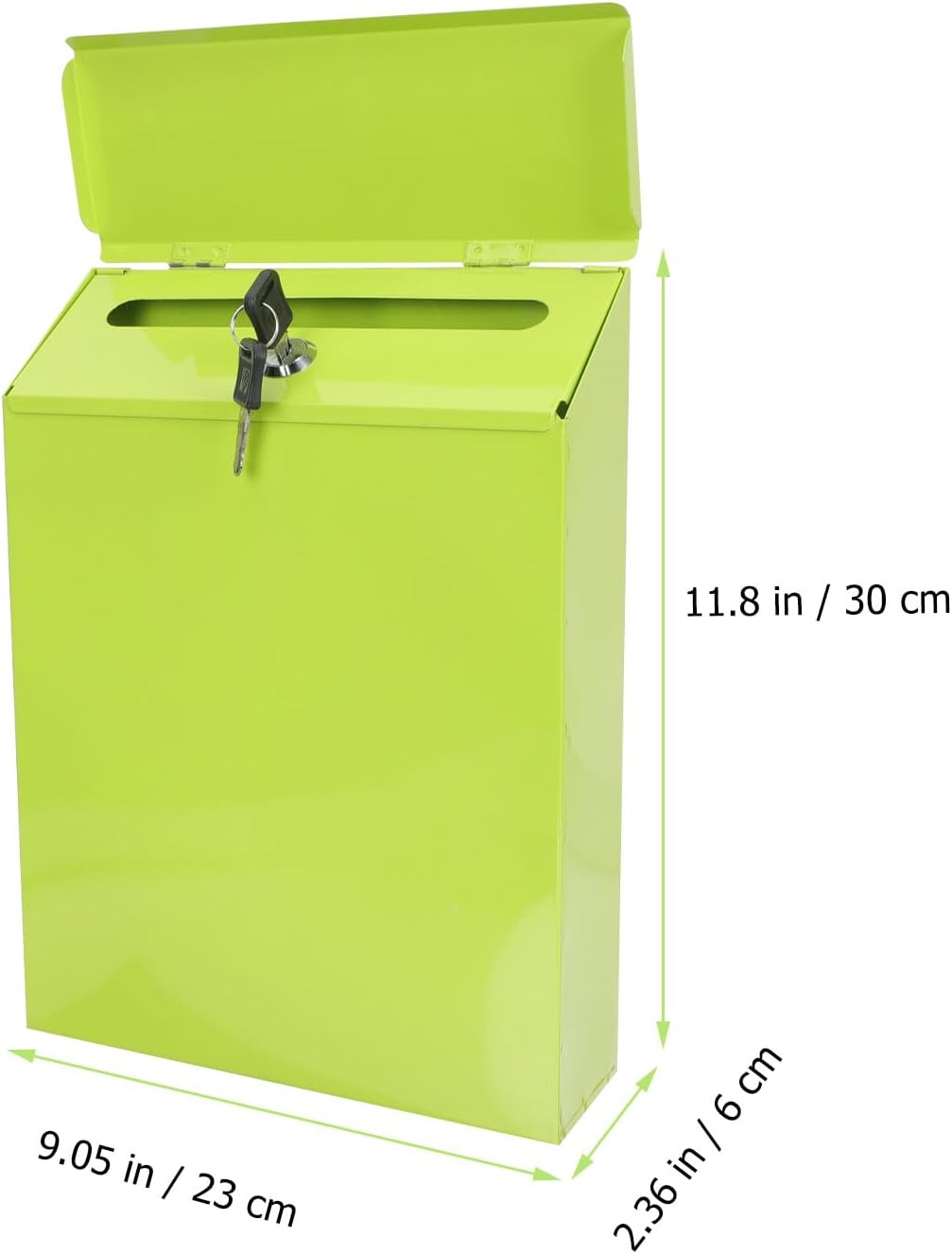 Zerodeko Wall-Mounted Locking Mailbox with Key Lock, Multi-Function Drop Box, Green Iron Mail Slot for Home and Office Letter Storage