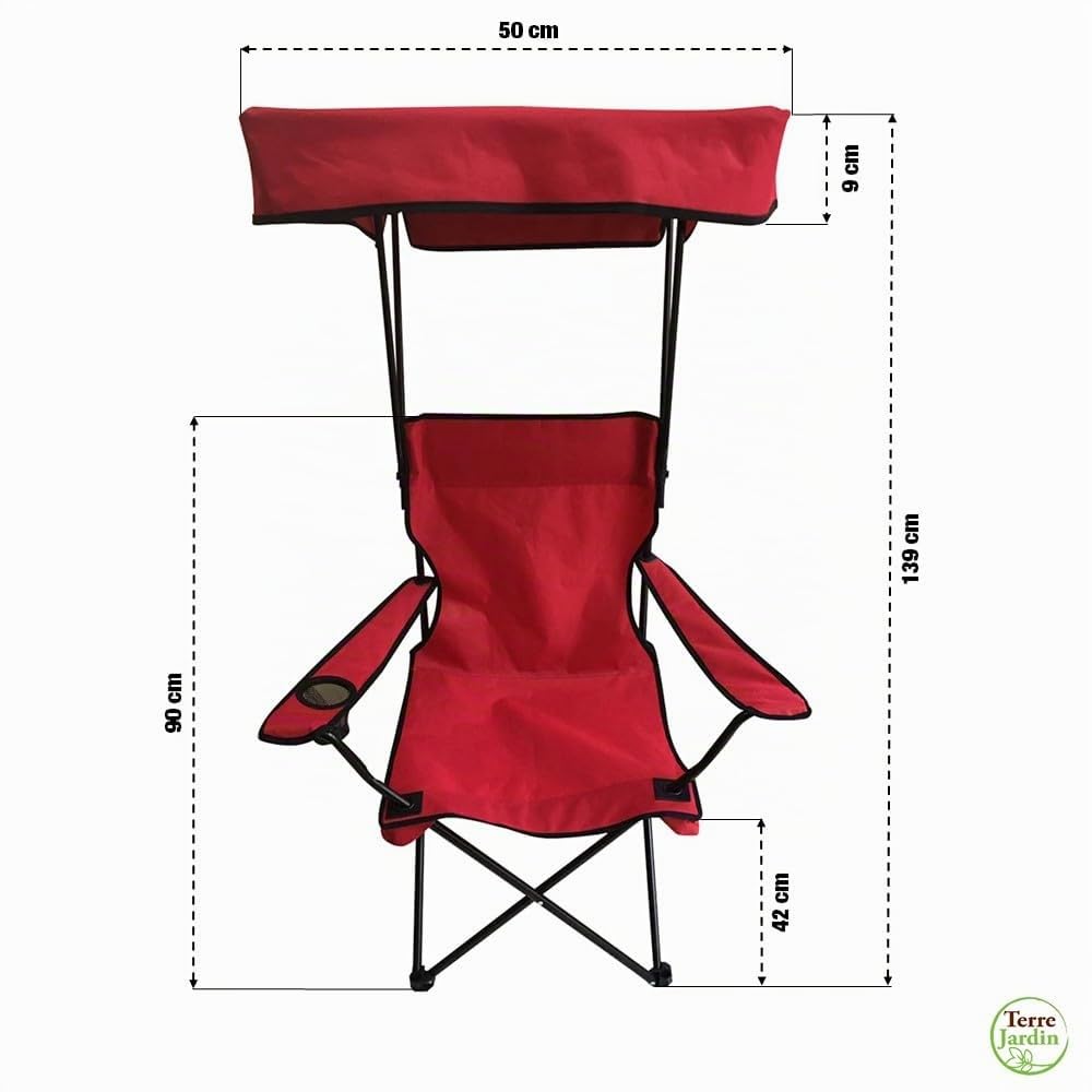 TERRE JARDIN Chaise Pliante avec Pare-Soleil Sunrise Plage Camping