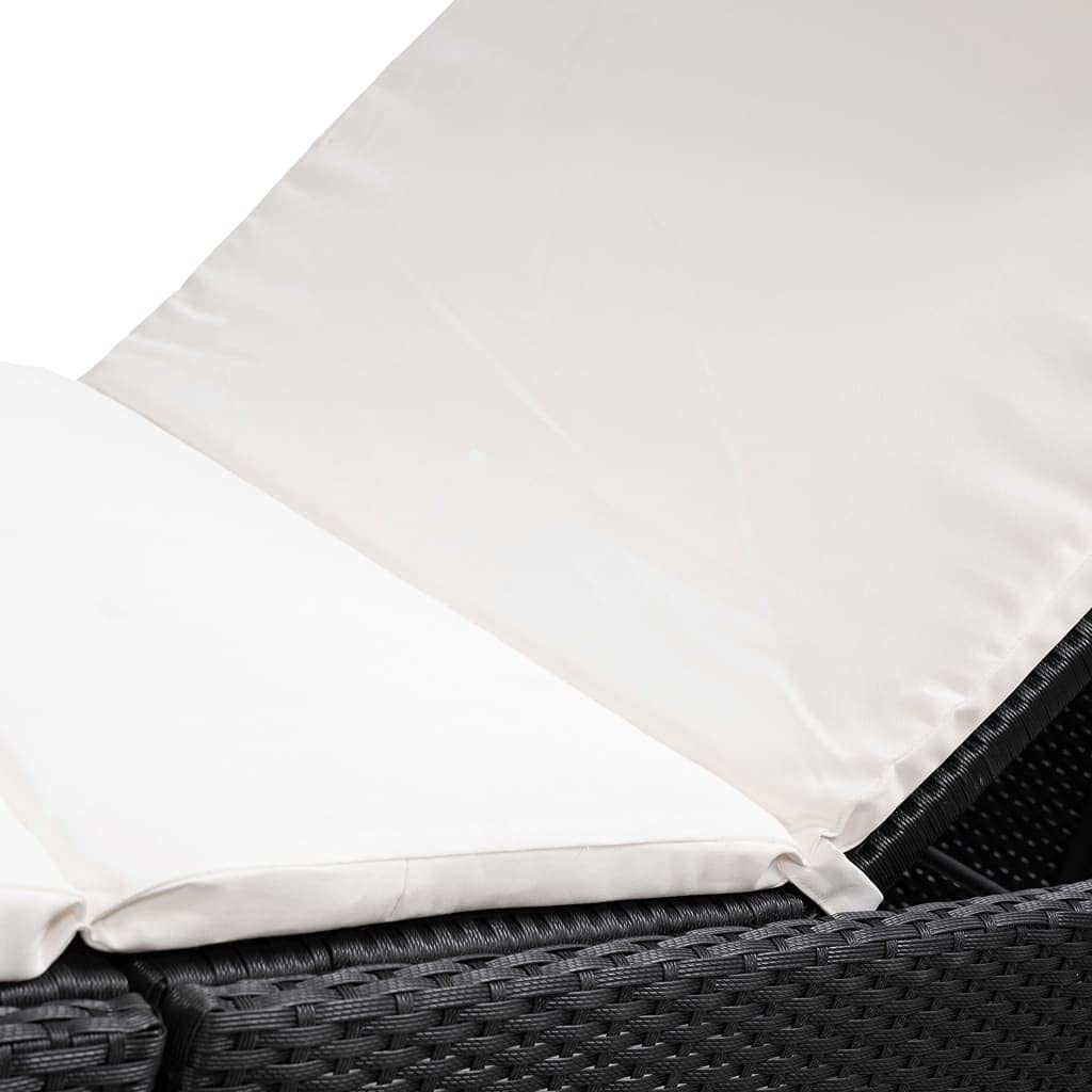 Tomostar Bain de Soleil, Chaise Longue Jardin Extérieur Transat pour Piscine avec Coussin Résine tressée Noir
