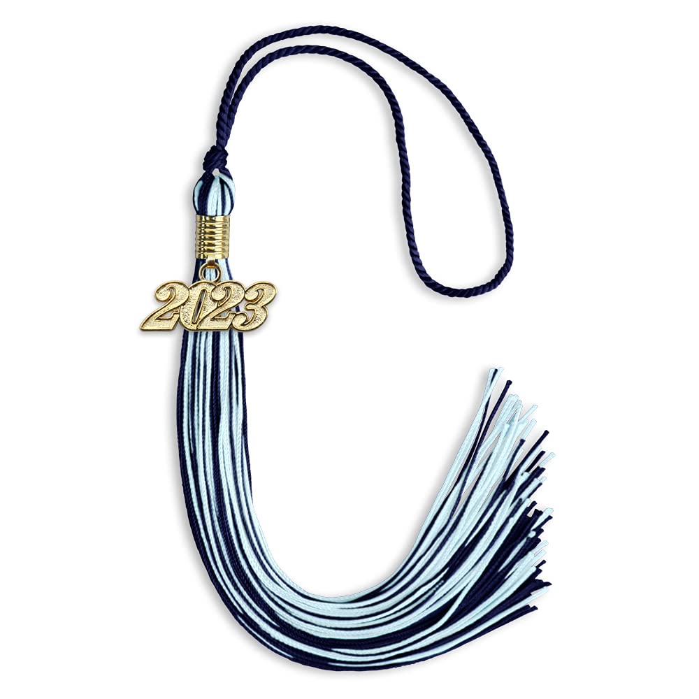 Endea Graduation Mixed Double Color Tassel with Gold Date Drop (Navy Blue/Light Blue, 2023)