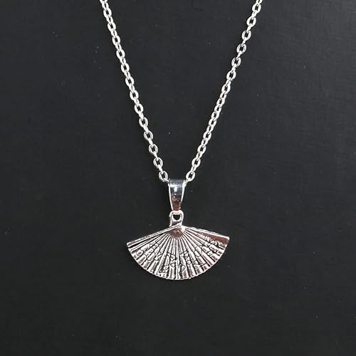 Miniatura 6 de 50 dijes de plata con forma de abanico chino, dijes de cuentas de metal para manualidades y fabricación de joyas, Metal Plata, No es una piedra