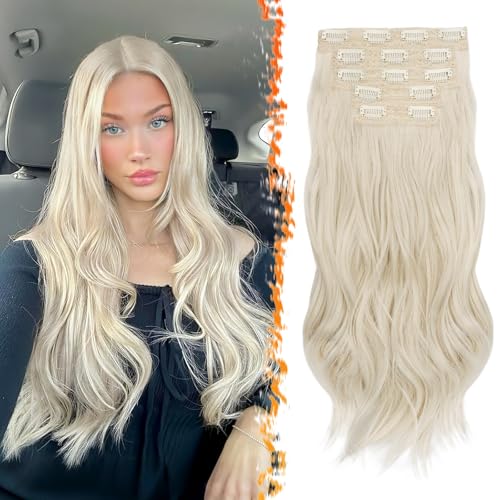 BARSDAR Extension Cheveux à Clips, 50cm Longue Ondulées Extension à Clip Cheveux Naturel pour Femme 5PCS Tête Pleine Extensions Synthétique Postiche -...