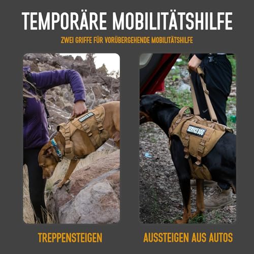 DNALLRINO Taktisches Hundegeschirr, Hebegeschirr für Mittelgroße Große Hunde, Air Mesh einstellbar Service Hundegeschirr mit 39g Metallschnalle für die Ausbildung Wandern
