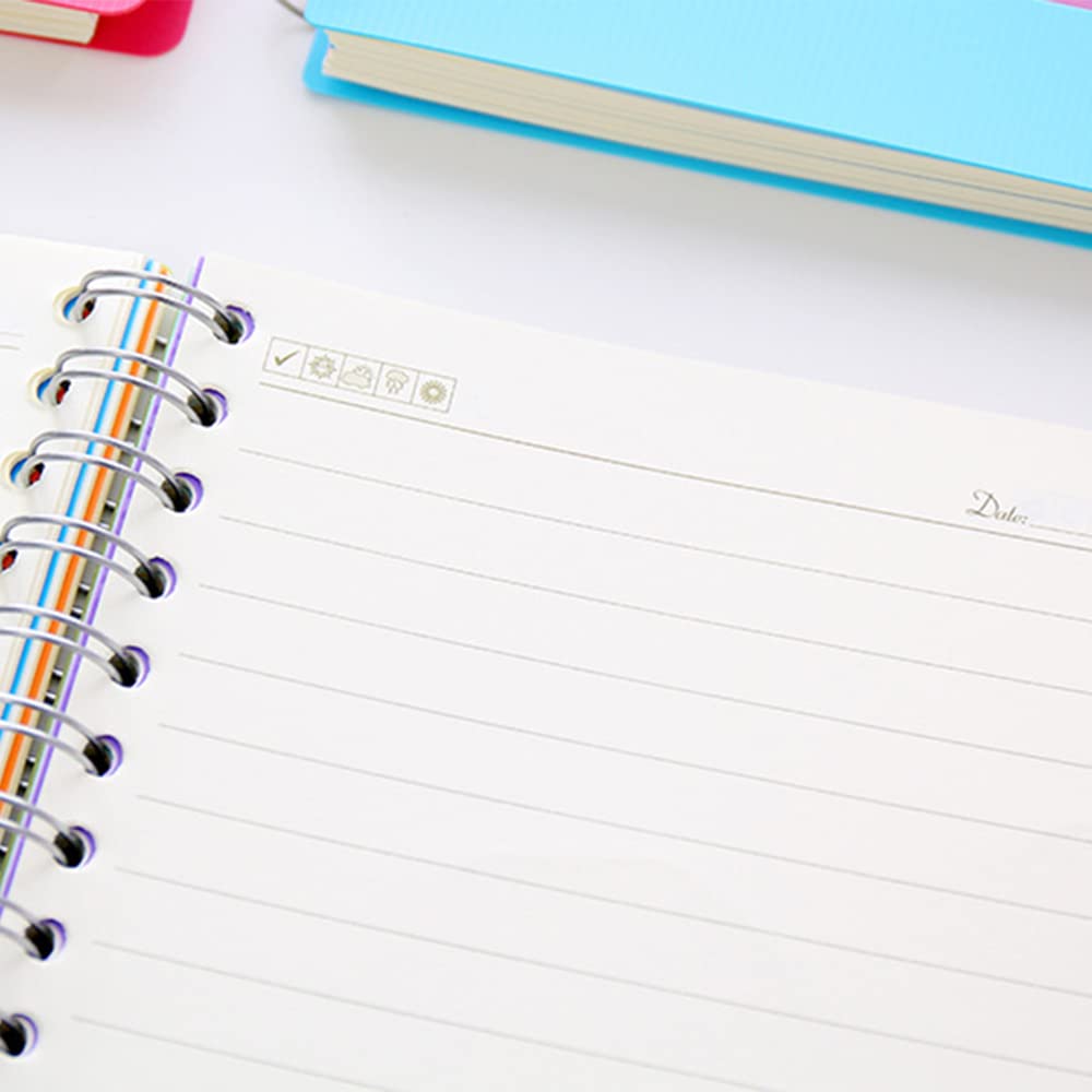 SagaSave Cuaderno espiral A5, Bloc de notas de tapa dura Forrado 120 páginas Cuaderno cuadriculado punteado, Cuaderno estético de diario encuadernado con alambre (4 colores)