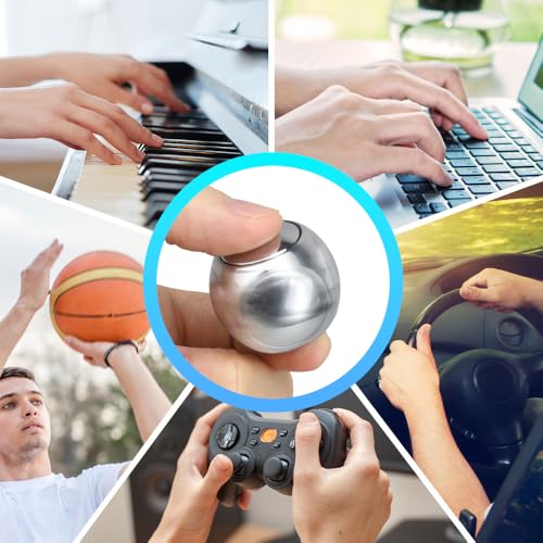 Image of Fidget Hand Roller Metal Stress Ball Finger Anxiety Relief Fidget Spinner Toy for Kid Adult, Handheld Fingertip Gyro Kinetic Toy Stocking Stuffer Birthday Valentine Gift - Silver