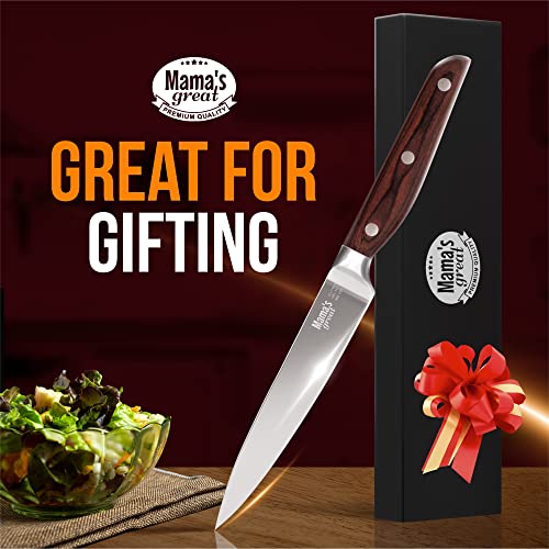 Mama's Great 5 Inch Kitchen Utility Knife With Razor Sharp 7Cr17Mov High Carbon Stainless Steel Full Tang Blade And Ergonomic Non-Slip Pakkawood Handle #TOP5