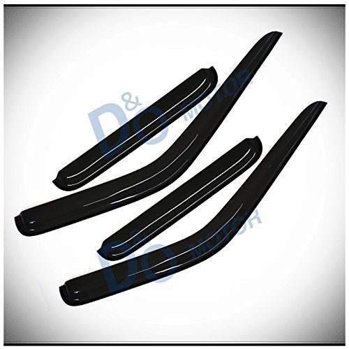 D&O Motor 4Pcs Front+Rear Smoke Sun/Rain Guard Outside Mount Tape-On Window Visors Compatible With 00-04 Frontier Crew Cab With 4 Full Size Doors #TOP1