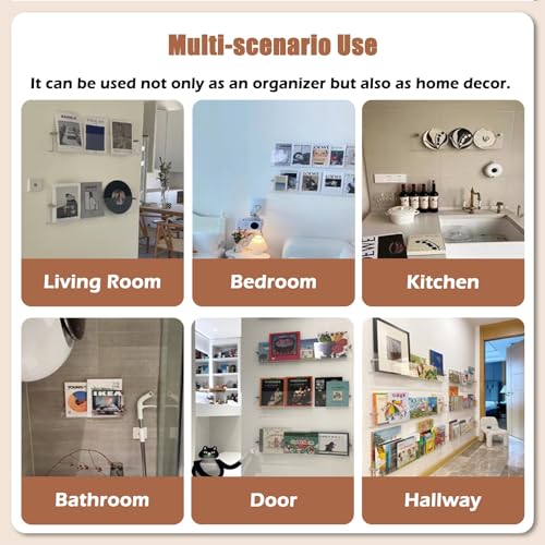 Support mural en acrylique pour magazines, brochures pour la maison, le bureau, le trieur de courrier suspendu, porte-dossiers
