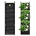 KORAM 7 Pockets Vertical Garden Wall Planter Living Hanging Flower Pouch Green Field Pot Felt Indoor/Outdoor Wall Mount Balcony Plant Grow Bag for Herbs Vegetables and Flowers (10pcs of Plant Tags)
