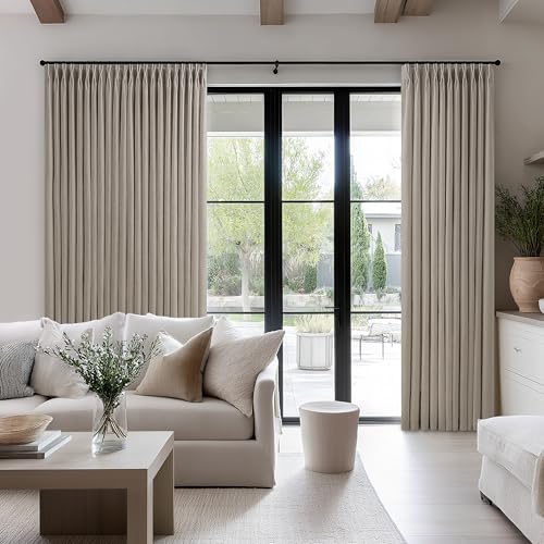 Image of Curtains 100 Width 102 Inches Long Pinch Pleated Burlywood Birch 100x102