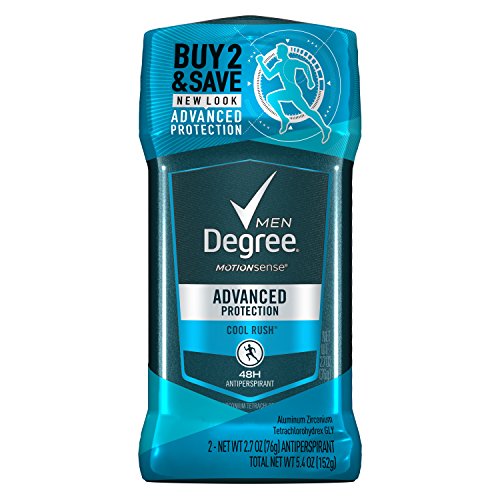 Degree Adrenaline Series Anti-Perspirant and Deodorant Invisible Solid for Men, Cool Rush, 2.7 Ounce