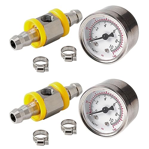 Jauge de pression universelle de carburant 140 Psi avec connecteur en T pour durite 3/8
