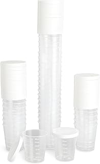 50PCS Mini-Becher mit Deckel, 30ml Mit Mengenskala, Mini Becher Mit Deckel, Messbecher Klein 30ml Kunststoff, Dosierbecher Präzise Skala Dosierung für Labor Haushalt, Medizinischer Mischbecher