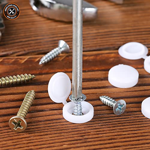 Plastic Hinged Screw Cover Caps, Hnyyzl Screw Caps 150 Pcs White, Folding Screw Cover Cap, Snap Washer Covers Flip Tops For Covering Screw Heads, Screw Protection (M) #TOP3