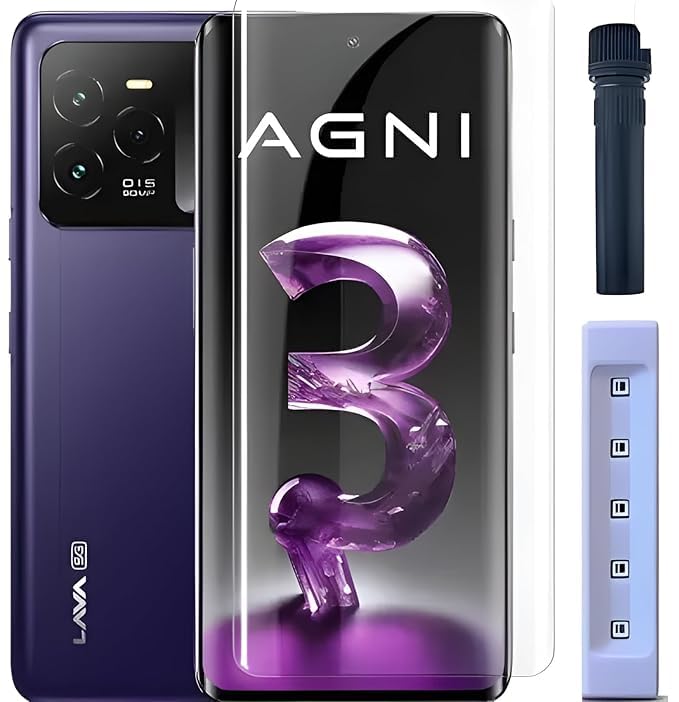 Image of UV Tempered Glass Curved Design for LAVA AGNI 3 Advanced Border Less Full Edge to Edge Screen Protector and Easy Installation Kit