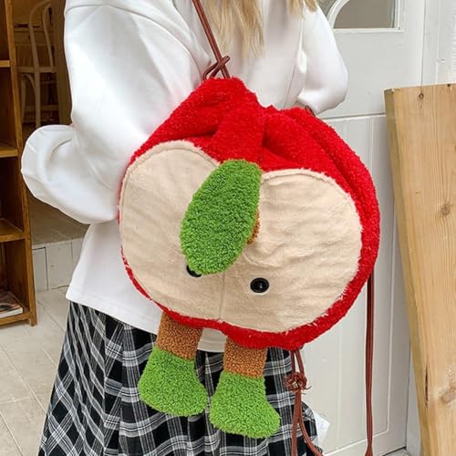 Mochila de felpa suave con forma de manzana que ofrece comodidad y un diseño divertido 3