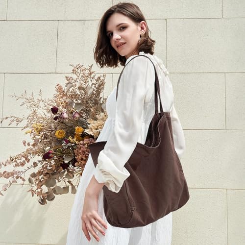 Image of Canvas Tote Bag for Women Large Hobo Shoulder Bag for Work Travel Casual Message Bag Tote Purse handbags