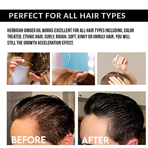 Herbishh Ginger Hair Oil For Hair Growth – With Ginger Extract– Fast Hair Growth Dense Regrowth Ginger Serum Oil – Compact 30ml Pack – Best Hair Care Product For Women & Men 30ml - Image 4