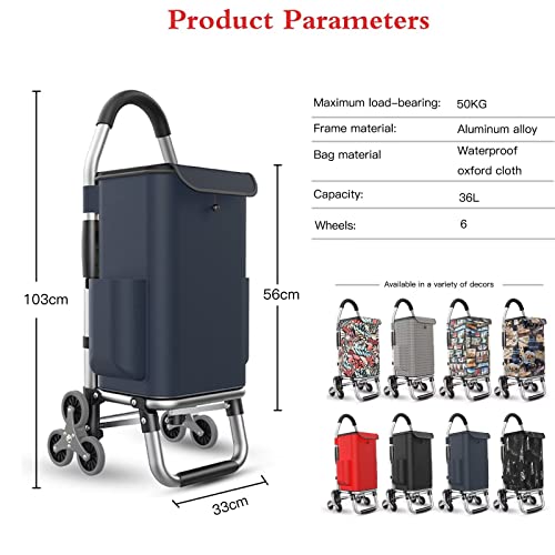 Einkaufstrolley mit leichtgängigen PU-Rädern, 103 cm Höhe, leicht für einfache Lagerung und Transport, ideal für Lebensmittel und Besorgungen – Bild 4