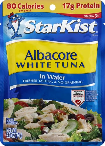 Image of StarKist Wild Caught Albacore White Tuna in Water, 2.6oz Pouch, 1-Pack | 17g Protein Per Serving, Gluten Free, Soy Free, Ready to Eat, No Draining, 80 Calories Per Serving, Great for Meals & Snacks