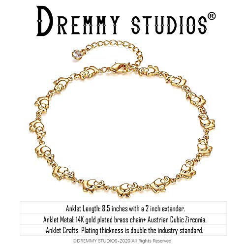 Image of Dremmy Studios Simple Gold Chain Anklet,14k Gold /Silver Plated Dainty Disc Evil Eye Summer Beach Ankle Bracelet Jewelry for Women
