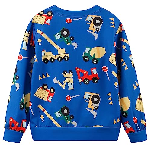 Image of Popshion Toddler Boys Sweatshirts Dinosaur Long Sleeve Pullover Crewneck Shirts Cartoon Tee Sport Tops for Kids 1-8T