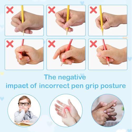 FIHODONE 15 Stück Stiftehalter für Kinder, Schreibhilfe mit 10 Farben, Bleistift Hilfsmittel für Dicke Stifte Schulanfänger, Stifthaltung Griffe