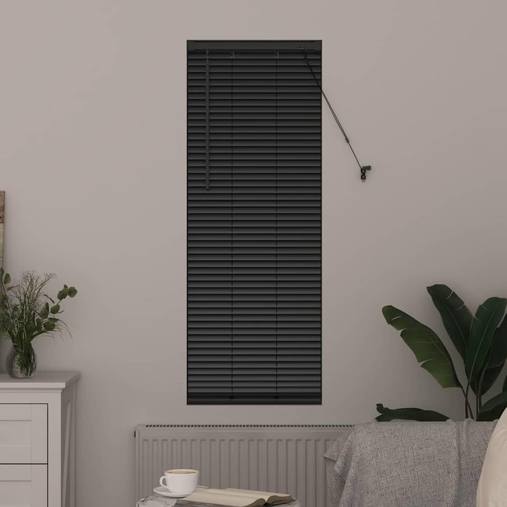 Fensterjalousie Mit Vorhängen, Aluminium Material, Matt Oberfläche, rollos für Fenster, rollos & jalousien, Geeignet für Wohnzimmer Schlafzimmer, Schwarz, 45 x 175 cm
