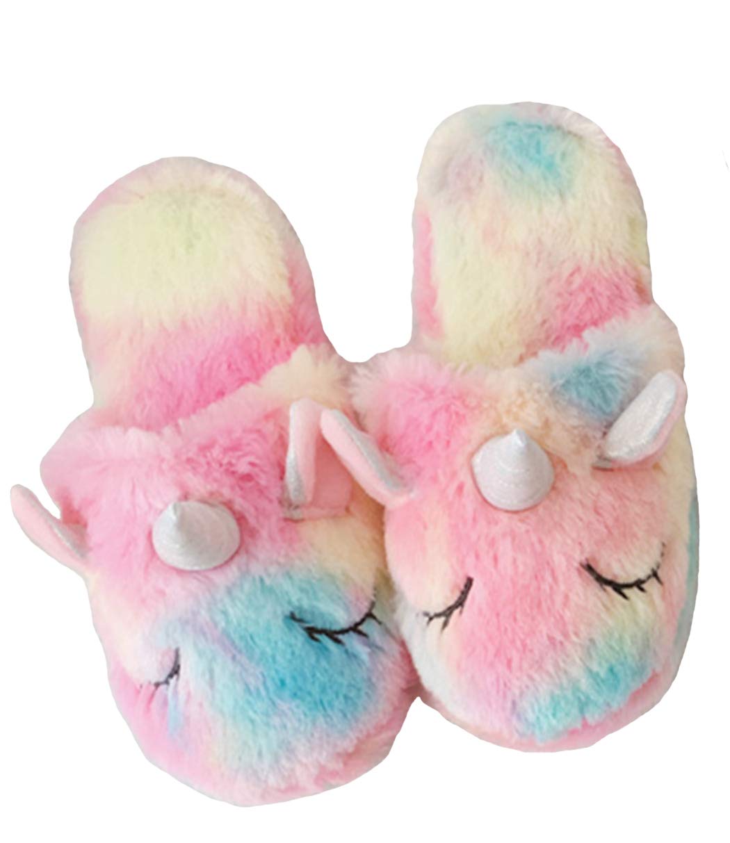 dressfan Pantoufle Licorne Chaussons Unicorne Bottes en Peluche Arcenciel Chaussures de Maison Intérieur/Extérieur Enfant Fille Femme