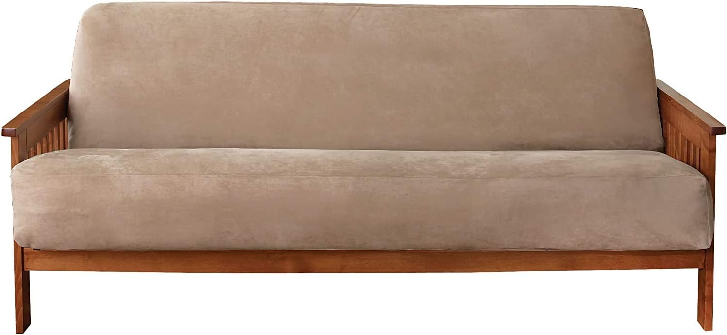 SureFit Home Décor Soft Suede Futon Slipcover, Polyester, Machine Washable, One Piece, Taupe Color