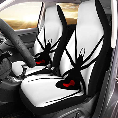 Semtomn Car Seat Covers Black Widow Spider Red Marking Flat for Apps Set of 2 Auto Accessories Protectors Car Decor Universal Fit for Car Truck SUV