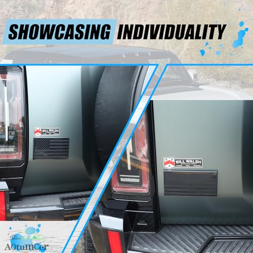 Image of Rear Tailgate Emblem Compatible with 2023 2024 2025 2026+ Hummer EV Accessories Model SUV Matte Black American Flag Back Tailgate Badge Logo USA Style 3D Badge Flag Decal