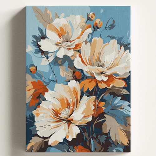 Hobi Seti — Sayılarla Boyama Tuval Çiçek Temalı Fırça ve Boya Dahil Set (Çıtalı) 50X70 CM Kendin Yap Sayılarla Tuval Boya Kiti (Kasnaklı)