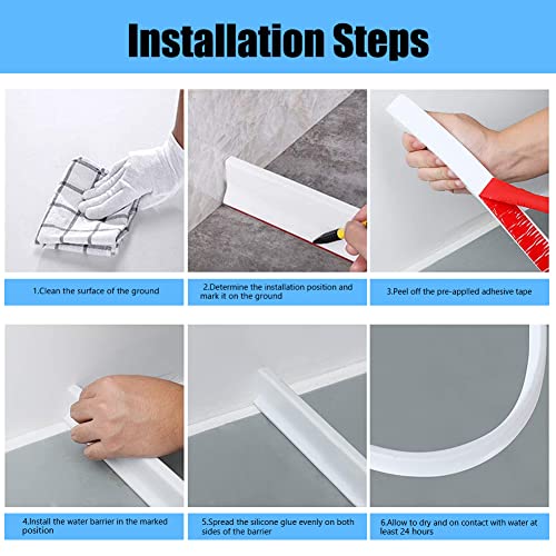39 Inch Collapsible Shower Water Dam,Shower Splash Guard,Bath Barrier Water Stopper Retention System For Bathroom And Kitchen #TOP5
