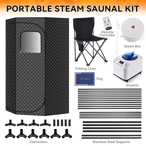 Durable and Portable pentagonal (46 x46 x67) Home Sauna Tent, Equipped with a Quick Heating steam Room, Remote Control, Folding Chairs, and Floor mats, Suitable for Indoor and Outdoor Relaxation - Thumbnail 7
