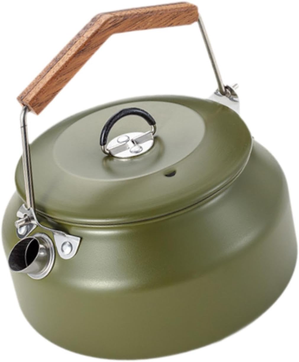 Camping Kettle, Cookware, 1L Water Coffee Pot, Picnic Teapot for Outdoor, Travel Backpacking,Boiling Water Over Fire,Climbing, Green