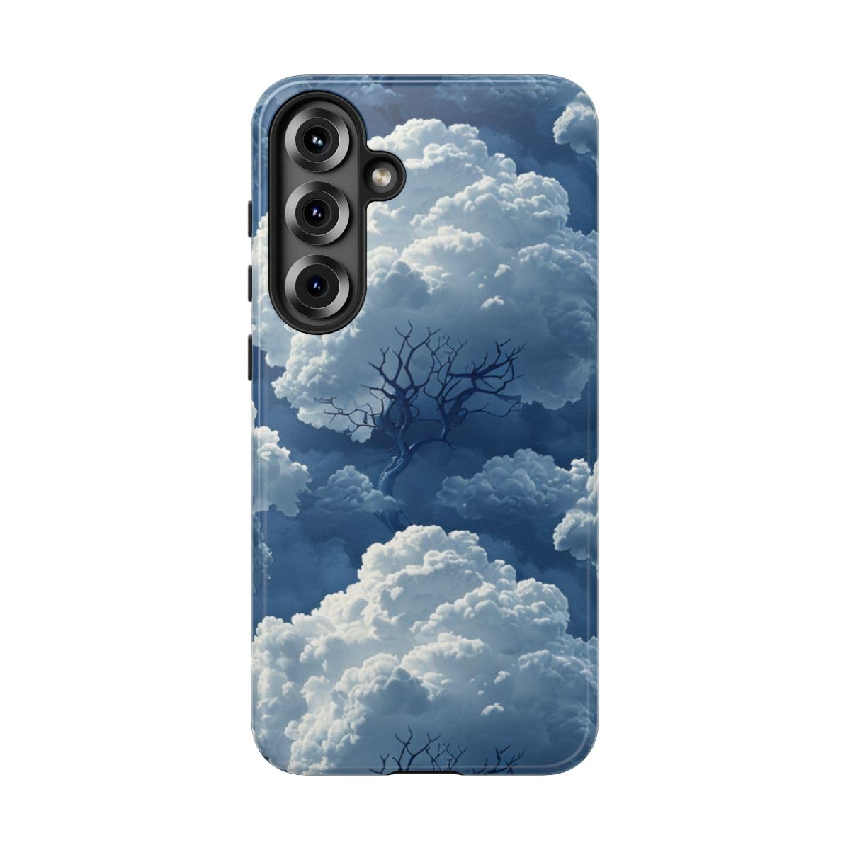 Coque Samsung S25 Plus motif nuage arbre 3D bleu rigide