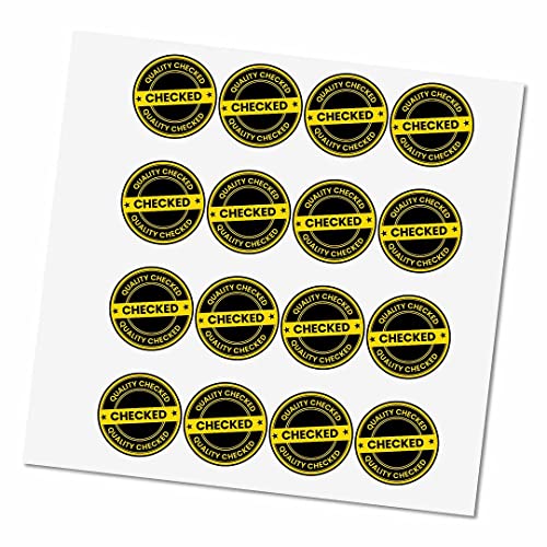 Image of CVANU 1000pcs Quality Checked Mini Sticker in Yellow & Black Color Round Shape (20 X 20mm) cv7