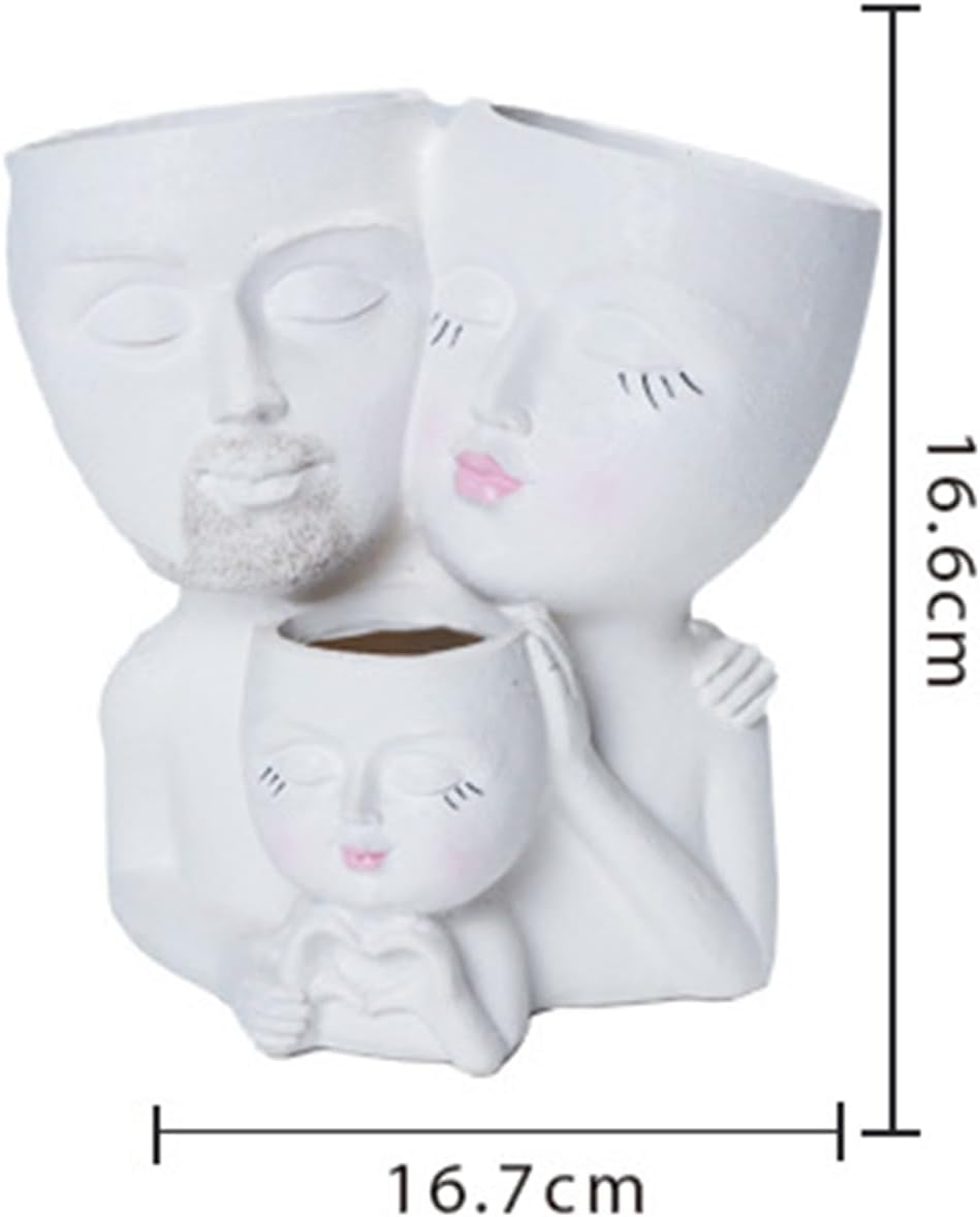 Head Planter Face Pots for Plants, Family Face Planters Novelty Face Vase, Unique Flower Pots Decorative Plant Planters for Indoor Outdoor Home Garden Succulents Cactus,A