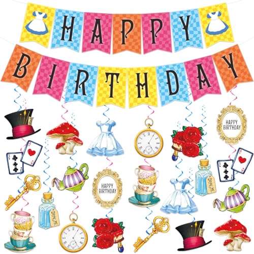 45Pcs Wonderland Party Decorations, Tea Party Decorations include...