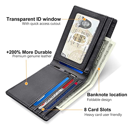 Wallet for Tile Mate (2022), Cash Pocket Version, RFID Blocking Genuine Leather Bifold Wallet with Gift Box (Not Include Tracker)3