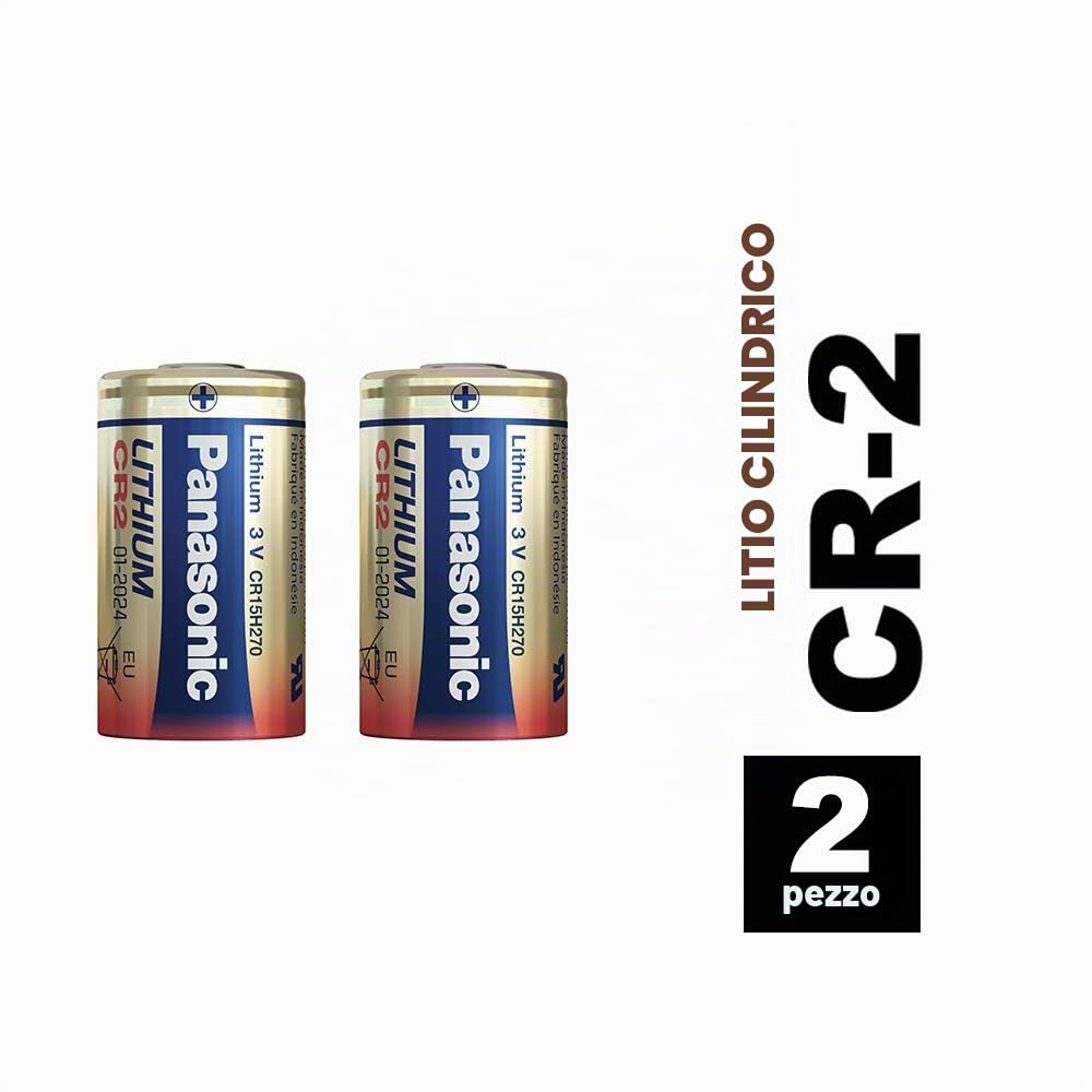 Panasonic CR2 batteria al litio cilindrica per dispositivi leggeri con elevato fabbisogno energetico come rilevatori di fumo, sistemi di allarme, proiettori, telecamere, 3V, 10 confezioni (20 pezzi)