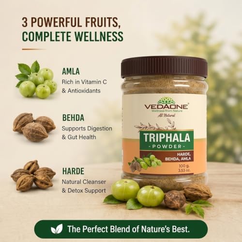 Image of Vedaone USDA Organic Triphala (Amala+Harde+Behda) Powder - 100g For Detoxification (Pack of 3)